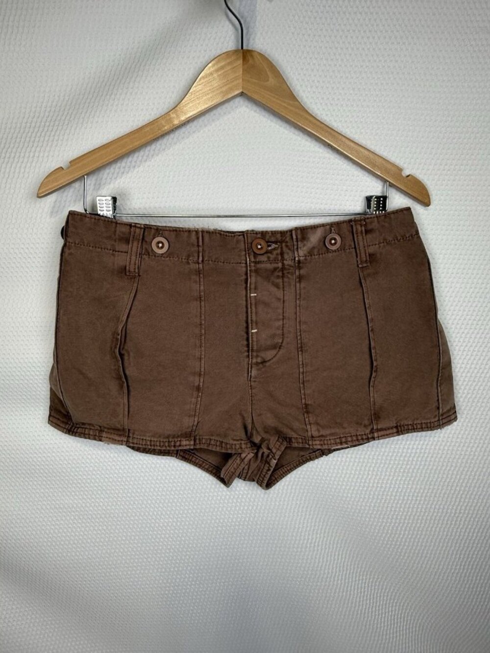 Free People Sz 4 All Yours Micro Mini Shorts Khaki Brown Utility Cargo Boho Moto